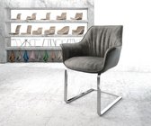 Gestoffeerde-stoel Keila-Flex met armleuning sledemodel vlak chrom grijs vintage