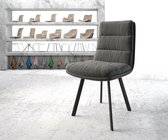 Gestoffeerde-stoel Abelia-Flex 4-Fuß oval zwart structurele stof antraciet