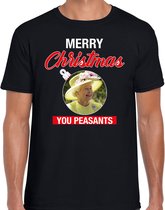 Queen/koningin Elizabeth II Merry Christmas peasants fout Kerst shirt - zwart - dames - Kerst  t-shirt / Kerst outfit XL