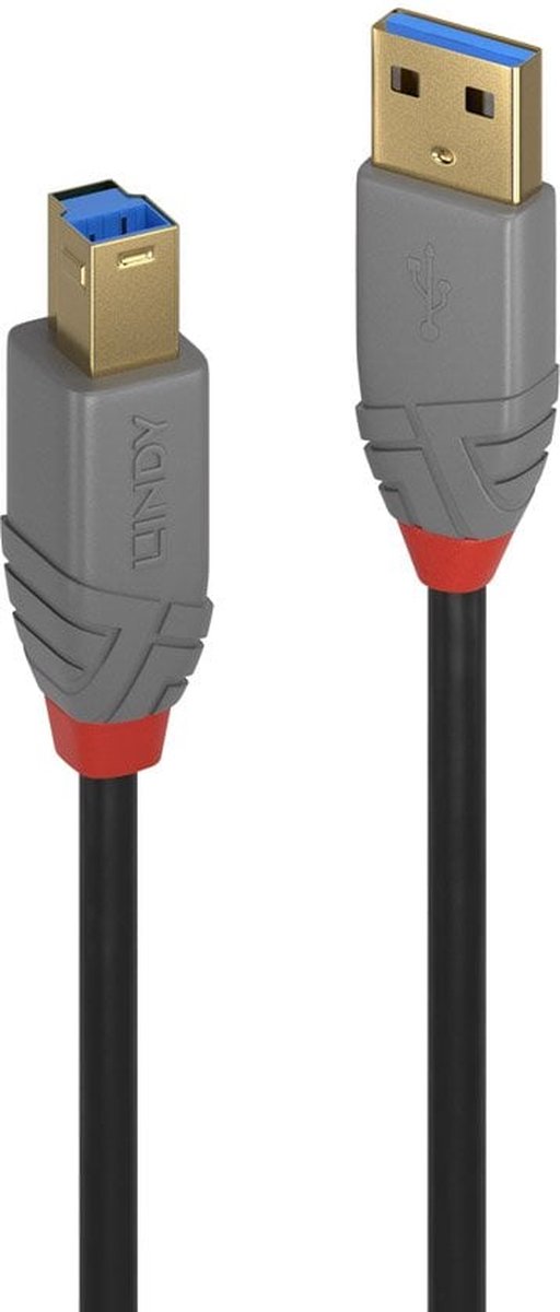 LINDY 36740 USB-kabel USB 3.2 Gen1 USB-A stekker, USB-B stekker 0.50 m Zwart