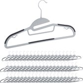 Relaxdays 60x kledinghanger - rokhanger antislip - stropdashouder - haak draaibaar- grijs