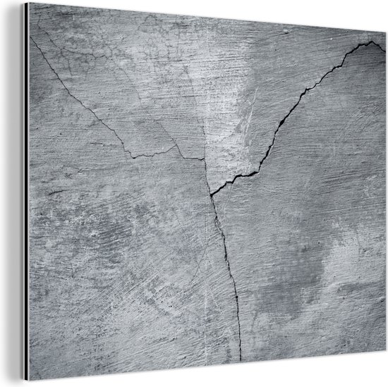 Décoration murale Métal - Aluminium Peinture Industrielle - Béton - Grijs - Crack - 120x90 cm - Dibond - Photo sur aluminium - Décoration murale industrielle - Pour le salon / chambre