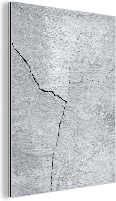 Décoration murale Métal - Peinture Aluminium Industriel - Béton - Fissure - Grijs - 120x160 cm - Dibond - Photo sur aluminium - Décoration murale industrielle - Pour le salon/chambre