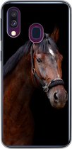 Geschikt voor Samsung Galaxy A40 hoesje - Paard - Dieren - Bruin - Siliconen Telefoonhoesje