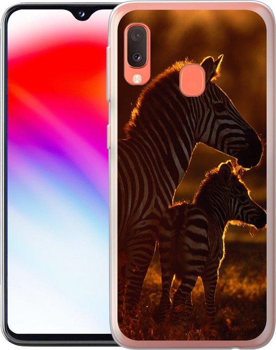 Coque Samsung Galaxy A20e - Zebra - Soleil - Poulain - Coque de téléphone en Siliconen