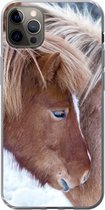 Coque iPhone 12 Pro Max - Paarden - Poulain - Neige - Siliconen