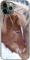 Geschikt voor iPhone 11 Pro hoesje - Paarden - Veulen - Sneeuw - Siliconen Telefoonhoesje