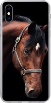 Geschikt voor iPhone Xs hoesje - Paard - Halster - Bruin - Siliconen Telefoonhoesje