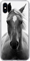 Geschikt voor iPhone Xs hoesje - Paard - Dier - Zwart - Wit - Siliconen Telefoonhoesje