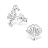 Aramat jewels ® - Asymmetrische oorbellen schelp zilver kinderen dames 11mm
