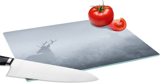 Planche à découper en Verres - 28x20 - Cerf - Brouillard - Nature - Planches à découper en Glas