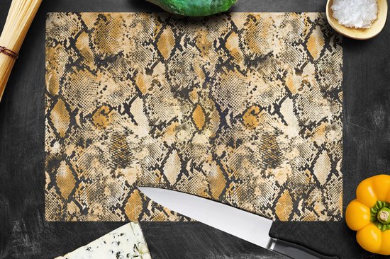 Planche à Découper en Verres - 39x28 - Imprimé Animal - Serpent - Goud - Planches à découper à Glas