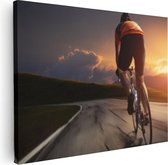 Artaza - Peinture sur toile - Cyclisme cycliste sur la route au coucher du soleil - 80x60 - Photo sur toile - Impression sur toile
