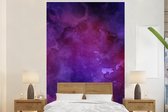 Oeuvre abstraite faite d'aquarelle et de couleurs bleu foncé et violet foncé 180x280 cm