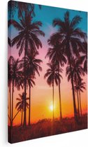 Artaza Canvas Schilderij Palmbomen op het Strand bij Zonsondergang - 60x80 - Foto Op Canvas - Canvas Print
