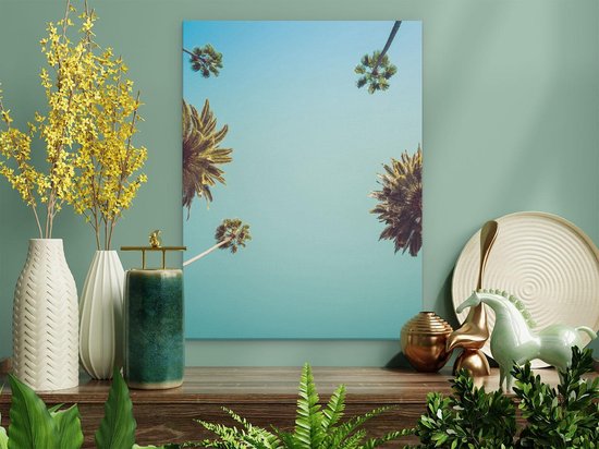 Artaza Canvas Schilderij Palmbomen met Bladeren in de Lucht - 30x40 - Klein - Foto Op Canvas - Canvas Print