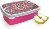 Broodtrommel Roze met Mandala Hippie Design