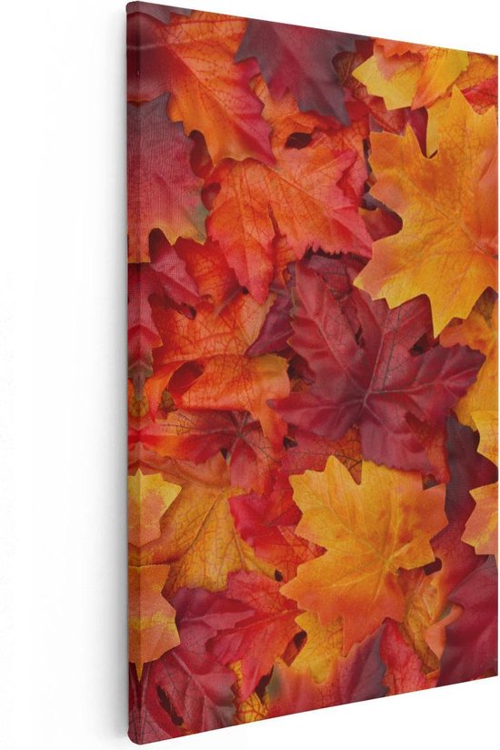 Artaza Canvas Schilderij Herfstbladeren in het Oranje en Rood - 20x30 - Klein - Foto Op Canvas - Canvas Print