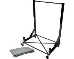 ECD Germany Hardtopstandaard met 4 vergrendelbare wielen incl. XXL afdekhoes - zwart - vervaardigd uit staal met poedercoating - hardtopstandaard hardtophouder opbergwagen afdekhoes beschermhoes