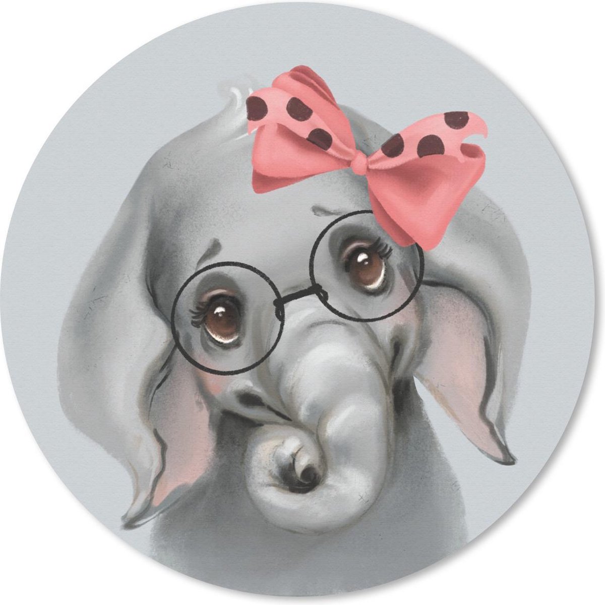 Muismat rond 30x30 cm - Mousepad Olifant - Kind - Strik - Ronde muismatten