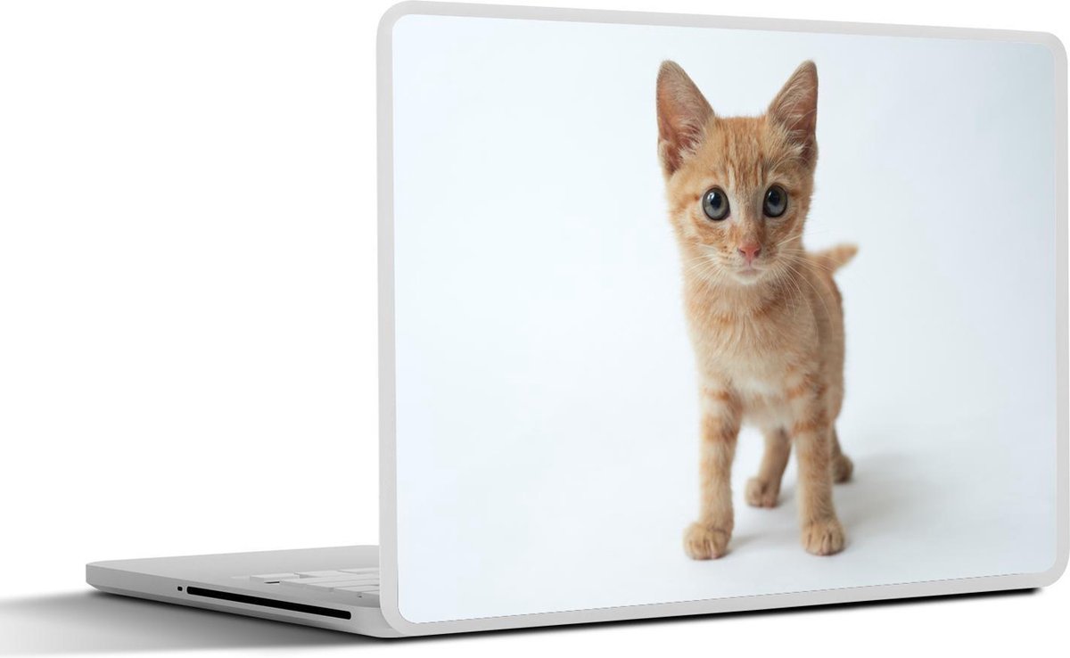 Laptop sticker - 17.3 inch - Kat - Rood - Kitten - Meisjes - Kinderen - Jongens - Kindje - 40x30cm - Laptopstickers - Laptop skin - Cover