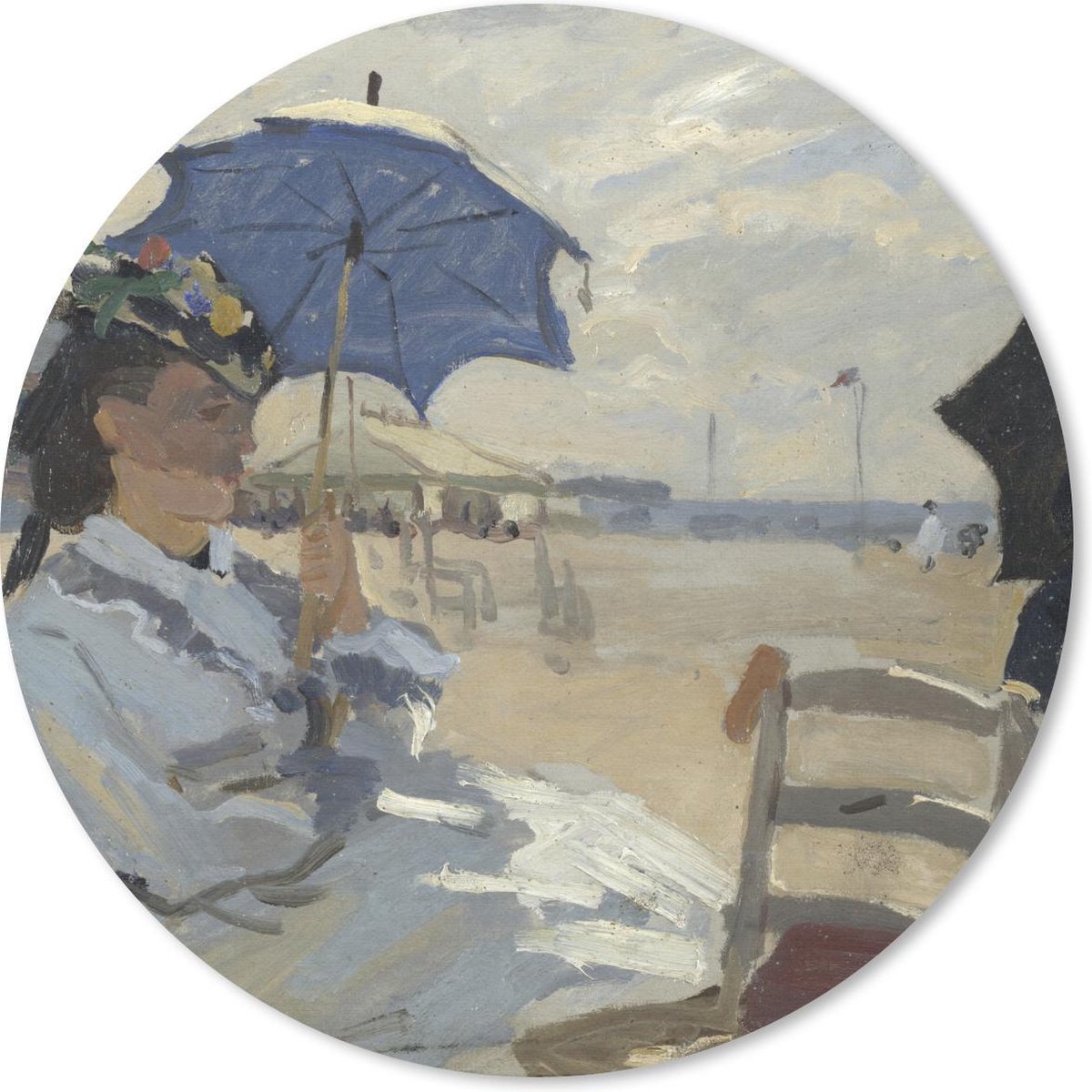 Muismat rond 40x40 cm - Mousepad Het strand bij Trouville - Claude Monet - Ronde muismatten