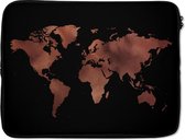 Laptophoes 15.6 inch - Wereldkaart - Rood - Zwart - Laptop sleeve - Binnenmaat 39,5x29,5 cm - Zwarte achterkant