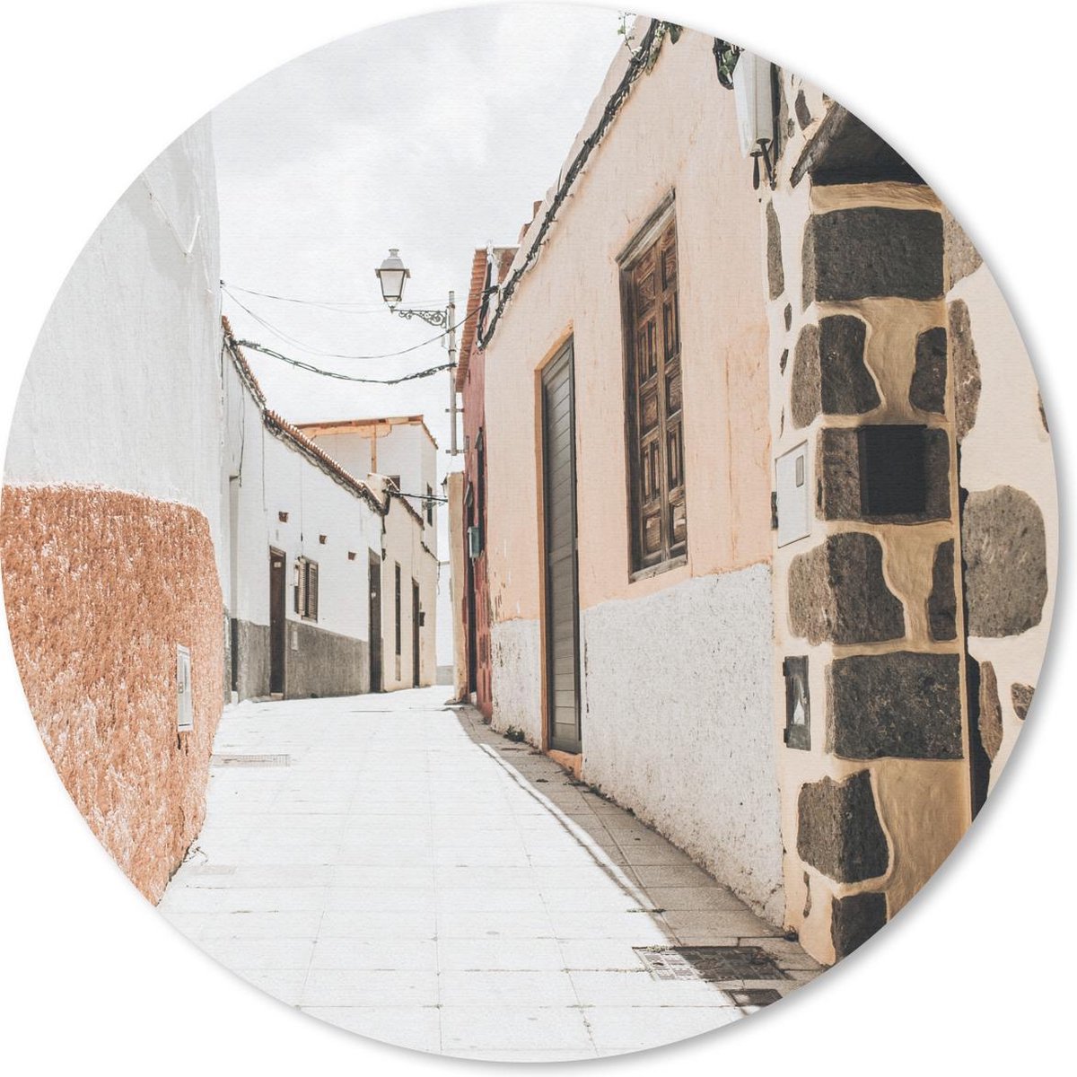 Muismat rond 20x20 cm - Mousepad Zomer - Huis - Straat - Ronde muismatten