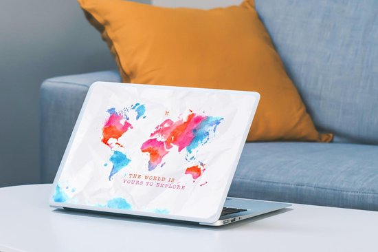 Laptop sticker - 13.3 inch - Wereldkaart - Spreuk - Motivatie - Reizen - 31x22,5cm - Laptopstickers - Laptop skin - Cover