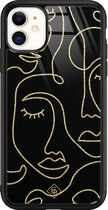 iPhone 11 hoesje glass - Abstract faces | Apple iPhone 11  case | Hardcase backcover zwart