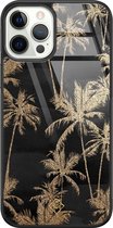 iPhone 12 Pro hoesje glass - Palmbomen | Apple iPhone 12 Pro  case | Hardcase backcover zwart