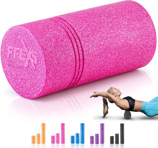 FFEXS Foam Roller - Therapie & Massage voor rug benen kuiten billen dijen - Perfecte zelfmassage voor sport fitness [Hard] - 30 CM - Rose - FX FFEXS