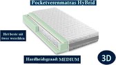 Aloe Vera - Eenpersoons Matras 3D POCKET HYBRID 7 ZONE 25 CM - Gemiddeld ligcomfort - 80x220/25