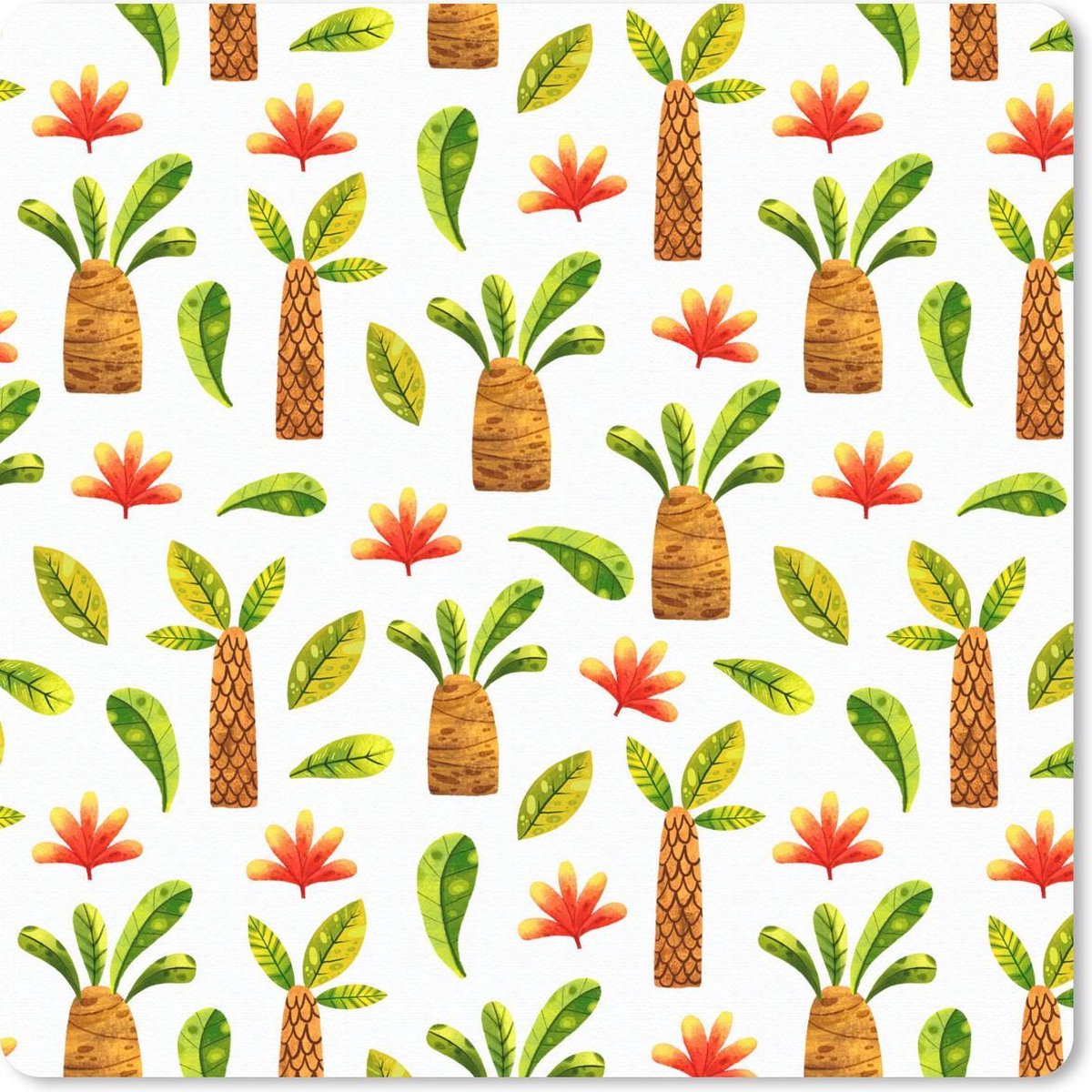 Muismat 20x20 cm - Mousepad Jungle - Bladeren - Palmboom - Muismatten
