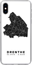 Geschikt voor iPhone Xs hoesje - Drenthe - Wegenkaart Nederland - Wit - Siliconen Telefoonhoesje
