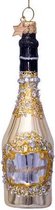 Ornament glass gold champagne bottle H16cm