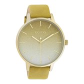 OOZOO Timepieces - Gouden horloge met mosterd gele leren band - C10833 - Ø48