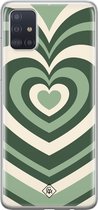 Samsung A51 hoesje siliconen - Hart swirl groen | Samsung Galaxy A51 case | groen | TPU backcover transparant