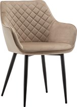 IN-HOME Eetkamerstoel met armleuning Mona  - Velvet Mink - Metaalpoot - Fluweel