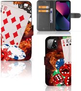 GSM Hoesje Geschikt voor iPhone 13 Wallet Book Case Personaliseren Casino