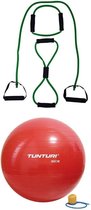 Tunturi - Fitness Set - Tubing Set Groen - Gymball Rood 90 cm