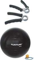 Tunturi - Fitness Set - Knijphalters 2 stuks - Gymball Zwart 55 cm