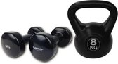 Tunturi - Fitness Set - Vinyl Dumbbell 2 x 5 kg - Kettlebell 8 kg
