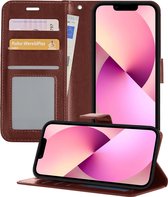 iPhone 13 Mini Hoesje Book Case Hoes - iPhone 13 Mini Hoesje Case Portemonnee Cover - iPhone 13 Mini Hoes Wallet Case Hoesje - Bruin