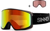 SINNER Sin Valley S Skibril Unisex - Zwart - Oranje Spiegellens + Extra Roze Lens