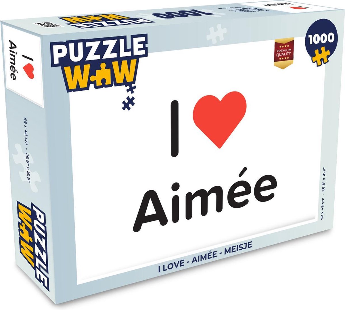 Afbeelding van product PuzzleWow  Puzzel I love - Aimée - Meisje - Legpuzzel - Puzzel 1000 stukjes volwassenen