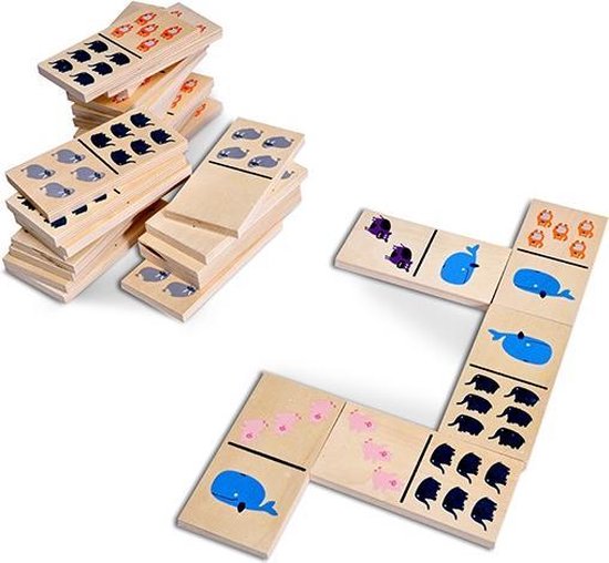 Afbeelding van het spel dikke dieren domino hout 24-delig