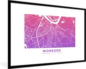 Fotolijst incl. Poster - Stadskaart - Nijmegen - Paars - Roze - 120x80 cm - Posterlijst - Plattegrond