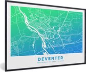 Fotolijst incl. Poster - Stadskaart - Deventer - Nederland - 90x60 cm - Posterlijst - Plattegrond