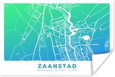 Poster Stadskaart - Zaanstad - Groen - Blauw - 90x60 cm - Plattegrond